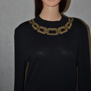 (STUNNING ) ST. JOHN EVENING BY MARIE GRAY BLACK AND GOLD WITH BLACK BELT SIZE 8